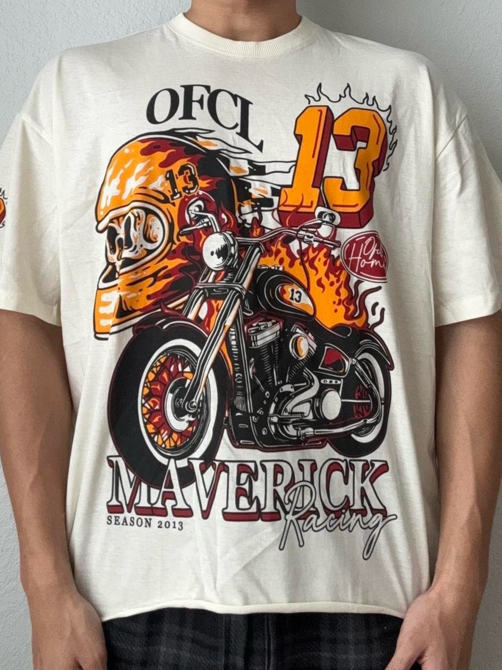 Maverick Racing AOP Graphics Boxy Tee Shirt Size Large Streetwear